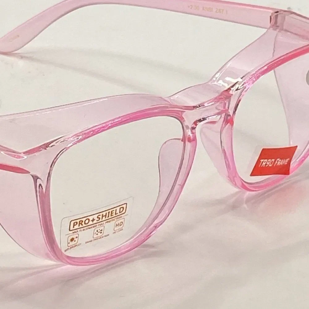 0857 Pro + Shield Full Protection Magnification Glasses 2.00 TR90 Pink Frames…